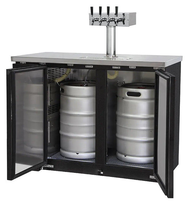 49" Wide Four Tap Black Craft Beer Kegerator