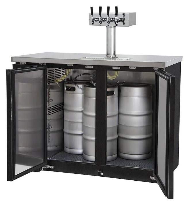 49" Wide Four Tap Black Craft Beer Kegerator