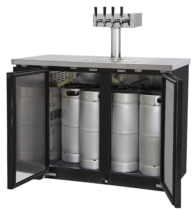 49" Wide Four Tap Black Craft Beer Kegerator