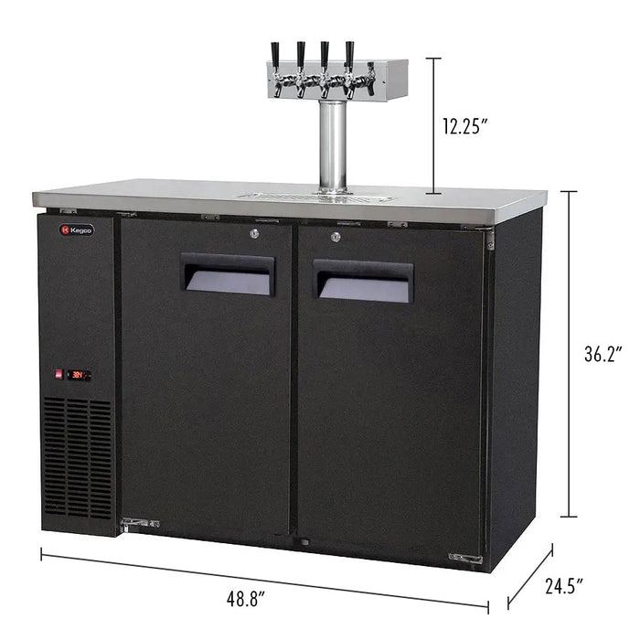 49" Wide Four Tap Black Craft Beer Kegerator