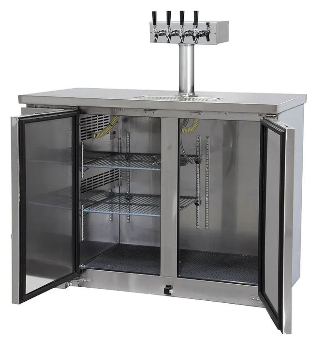 49" Wide Four Tap Stainless Steel Craft Beer Kegerator