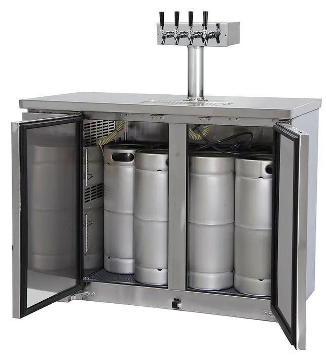 49" Wide Four Tap Stainless Steel Craft Beer Kegerator