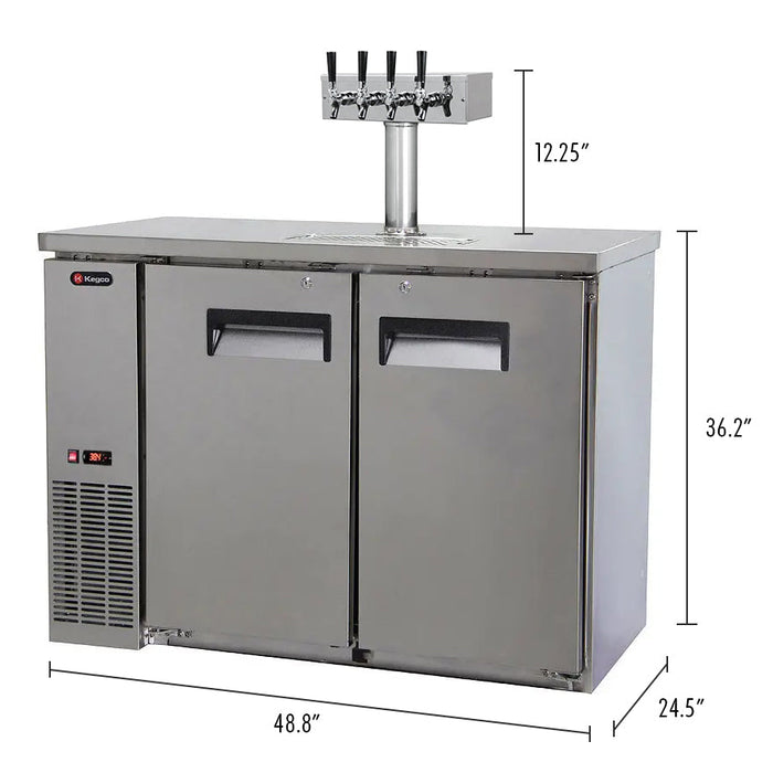 49" Wide Four Tap Stainless Steel Craft Beer Kegerator