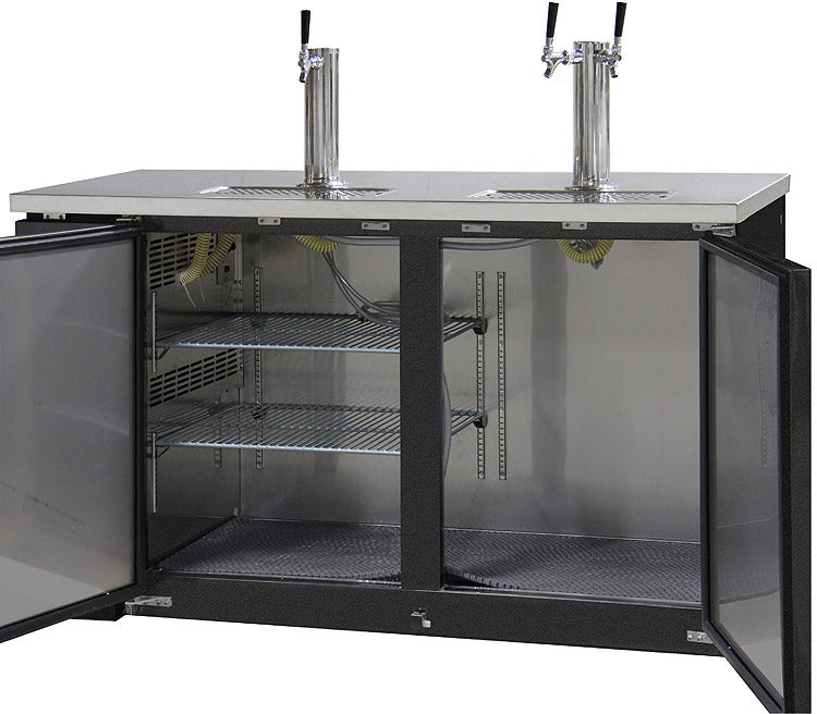 61" Wide Triple Tap Black Commercial Kegerator