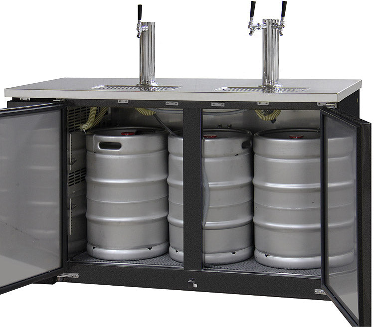 61" Wide Triple Tap Black Commercial Kegerator