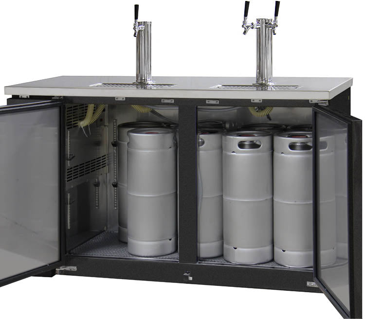 61" Wide Triple Tap Black Commercial Kegerator