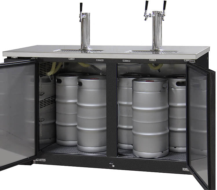 61" Wide Triple Tap Black Commercial Kegerator