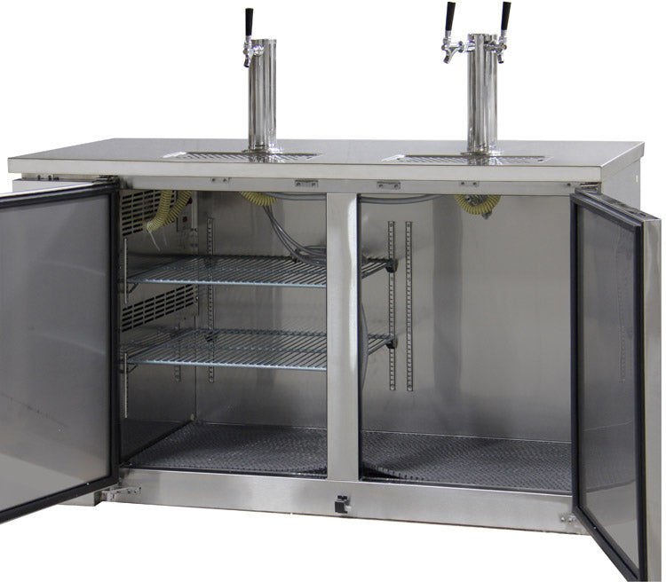 61" Wide Six Tap Stainless Steel Craft Beer Kegerator