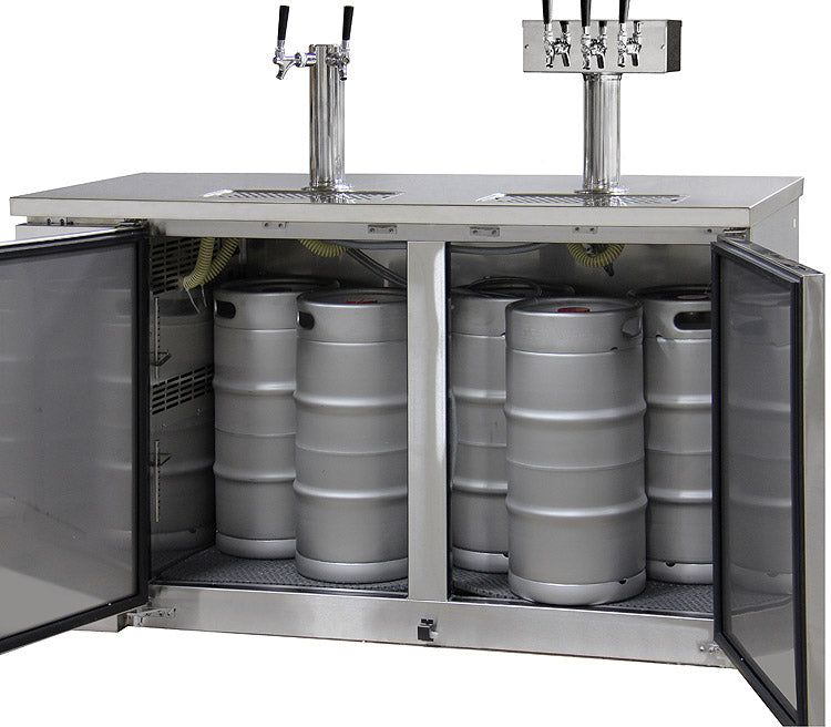 61" Wide Eight Tap Stainless Steel Craft Beer Kegerator