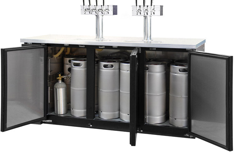 72" Wide Triple Tap Black Commercial Kegerator