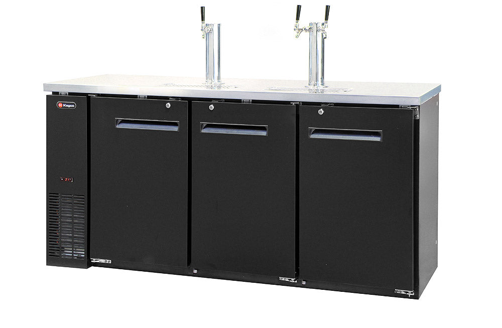 72" Wide Triple Tap Black Commercial Kegerator