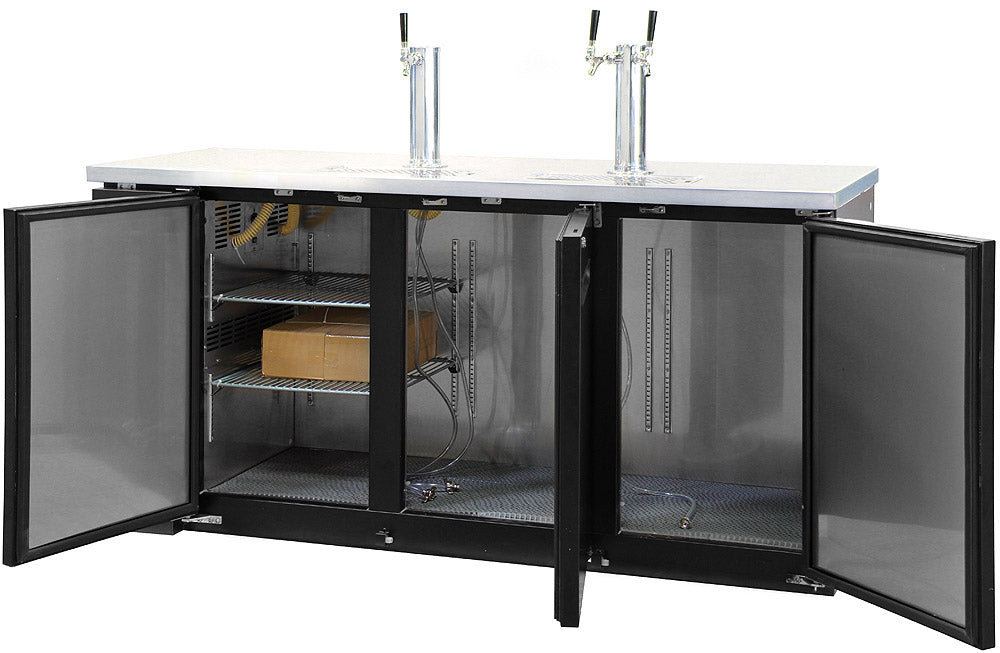 72" Wide Triple Tap Black Commercial Kegerator