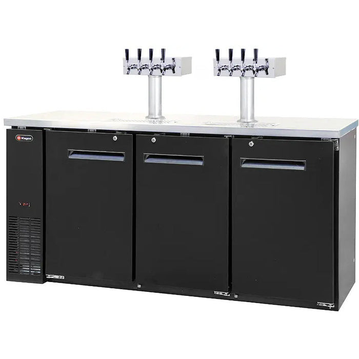 72" Wide Eight Tap Black Craft Beer Kegerator