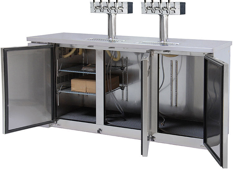 72" Wide Eight Tap Stainless Steel Craft Beer Kegerator