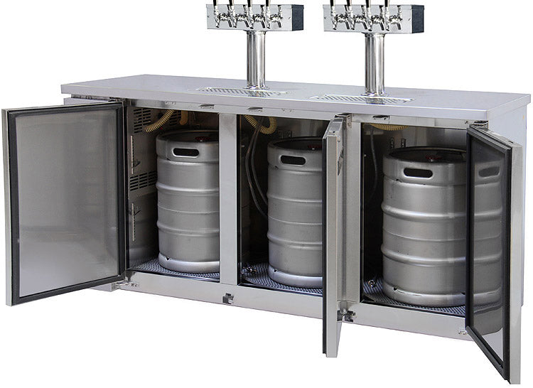 72" Wide Eight Tap Stainless Steel Craft Beer Kegerator