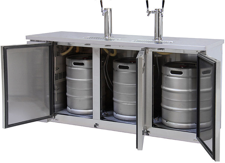 72" Wide Triple Tap Stainless Steel Commercial Kegerator