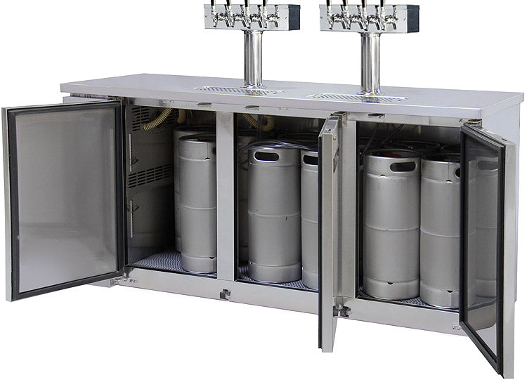 72" Wide Eight Tap Stainless Steel Craft Beer Kegerator