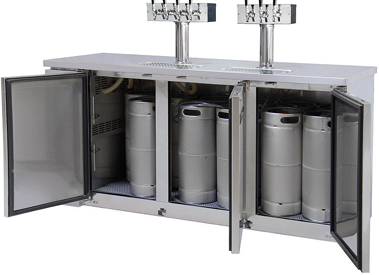 72" Wide Triple Tap Stainless Steel Commercial Kegerator