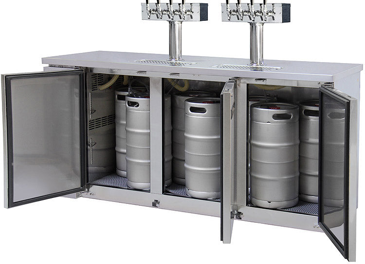 72" Wide Eight Tap Stainless Steel Craft Beer Kegerator