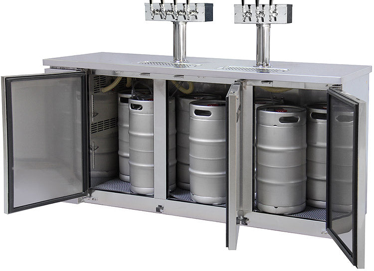 72" Wide Triple Tap Stainless Steel Commercial Kegerator