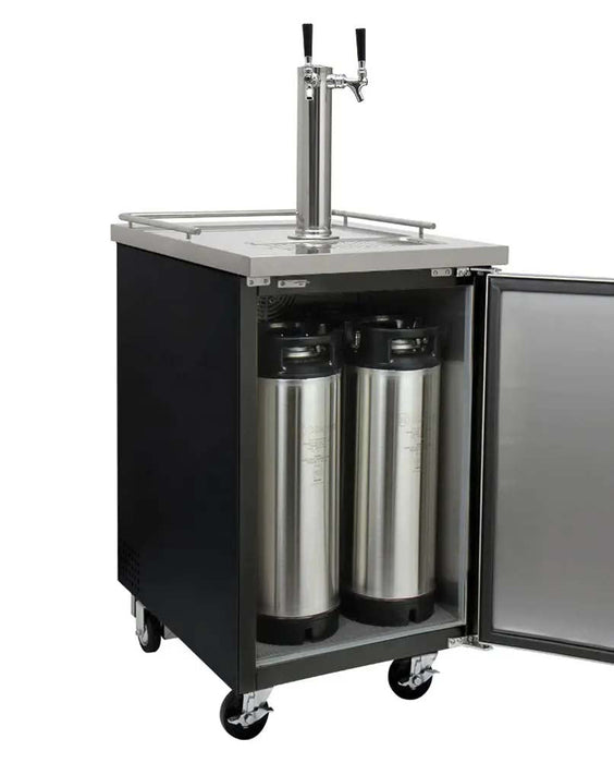 24" Wide Homebrew Dual Tap Black Commercial Kegerator