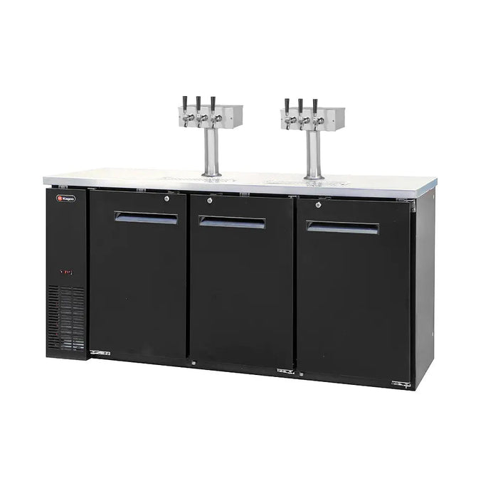 72" Wide Six Tap Black Craft Beer Kegerator