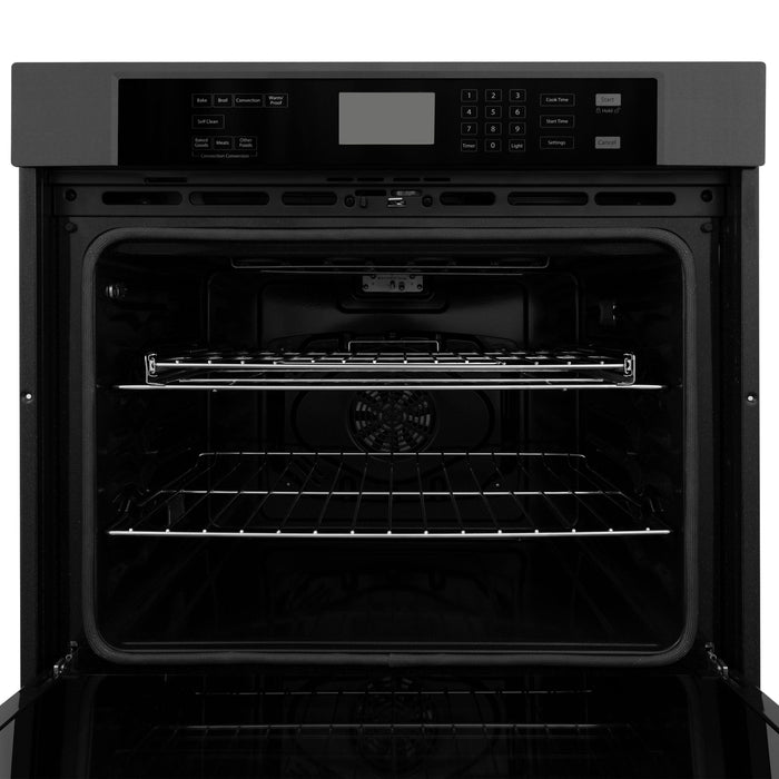 ZLINE Kitchen Appliance Package with 36 in. Black Stainless Steel Rangetop and 30 in. Single Wall Oven, 2KP-RTBAWS36