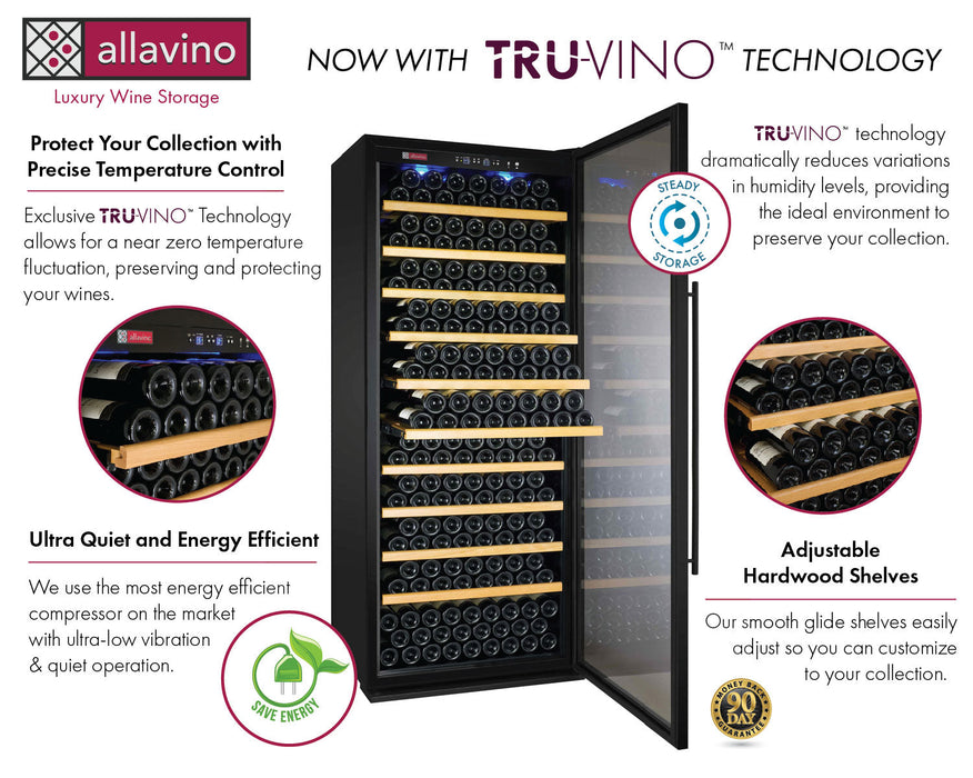 63" Wide Vite II Tru-Vino 554 Bottle Dual Zone Black Side-by-Side Wine Refrigerator