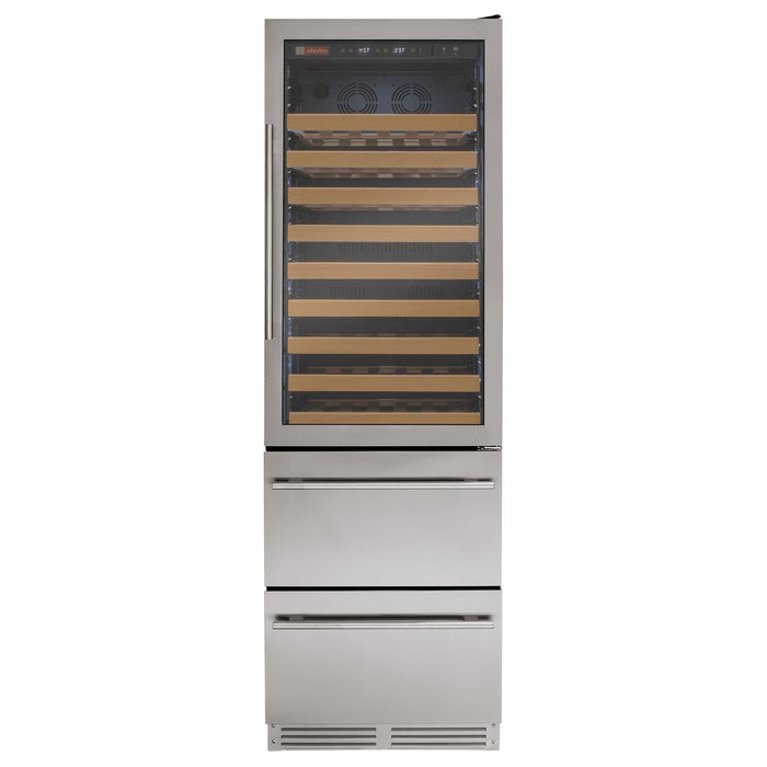 76.5" Tall Stainless Steel Wine Refrigerator with Two Refrigerated Drawers