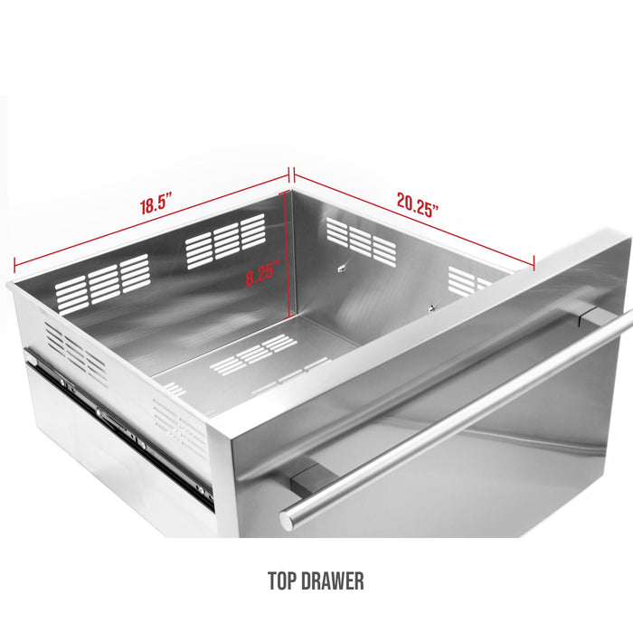 76.5" Tall Stainless Steel Wine Refrigerator with Two Refrigerated Drawers