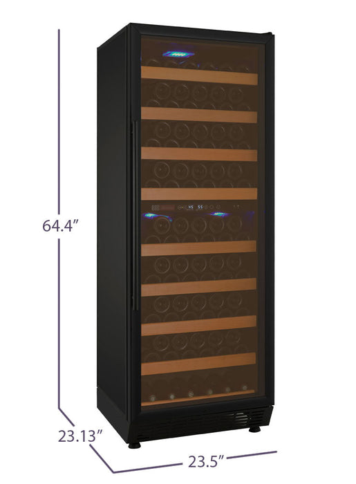 24" Wide Vite II Tru-Vino 99 Bottle Dual Zone Black Right Hinge Wine Refrigerator