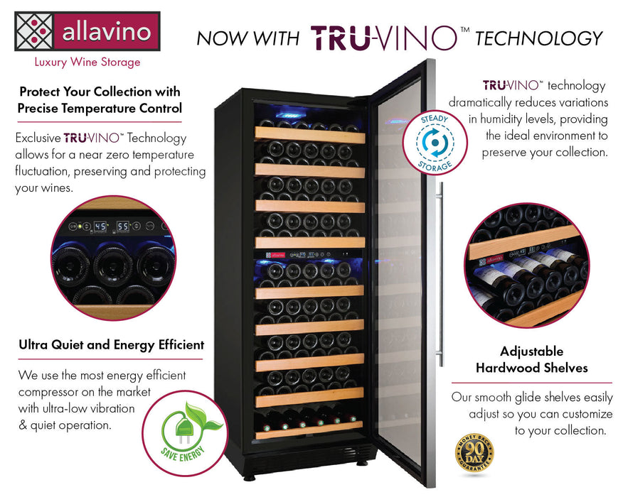 24" Wide Vite II Tru-Vino 99 Bottle Dual Zone Stainless Steel Right Hinge Wine Refrigerator