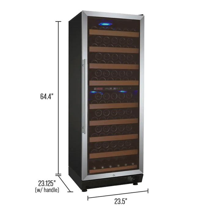 24" Wide Vite II Tru-Vino 99 Bottle Dual Zone Stainless Steel Right Hinge Wine Refrigerator