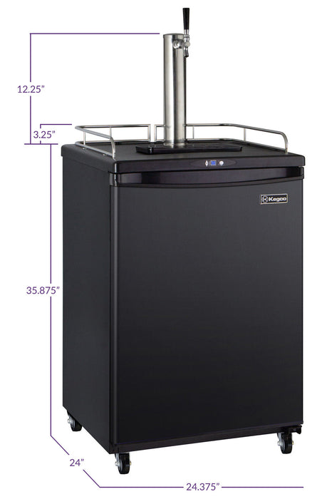 24" Wide Kombucha Single Tap Black Commercial/Residential Kegerator