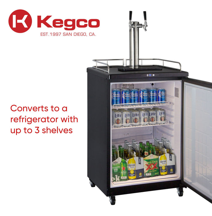 24" Wide Dual Tap Black Commercial/Residential Digital Kegerator