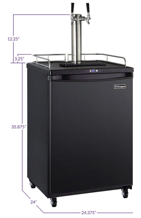 24" Wide Dual Tap Black Commercial/Residential Digital Kegerator