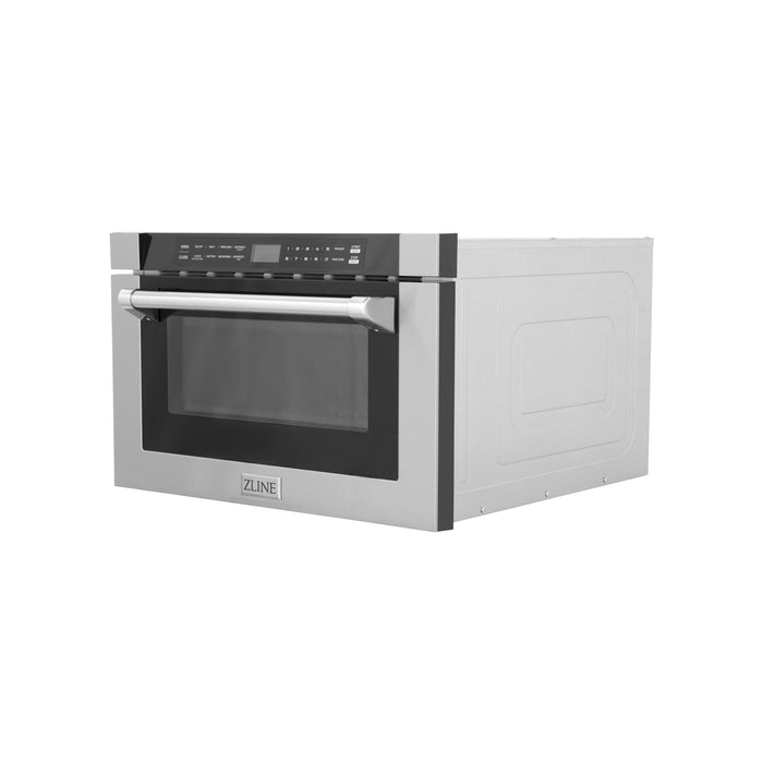 ZLINE 24 In. 1.2 cu. ft. Built-in Microwave Drawer with a Traditional Handle in Stainless Steel, MWD-1-H