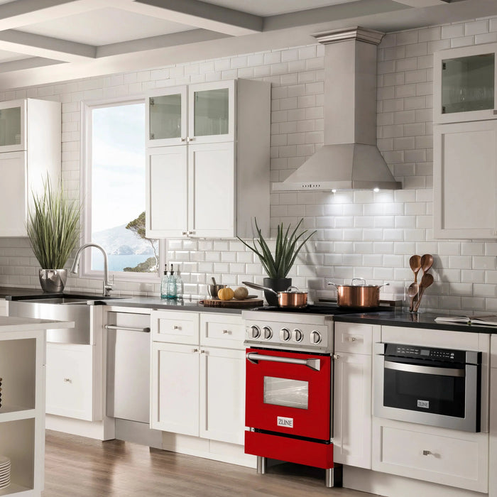 ZLINE 24 Inch 2.8 cu. ft. Induction Range with a 3 Element Stove and Electric Oven in Red Matte, RAIND-RM-24