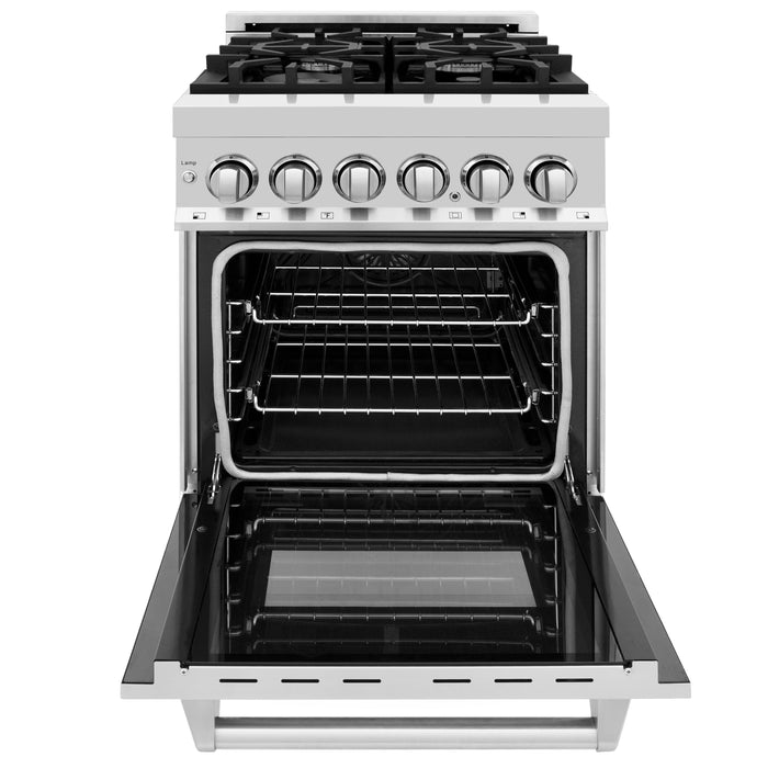 ZLINE 24 in. Professional Gas Burner/Electric Oven Stainless Steel Range, RA24