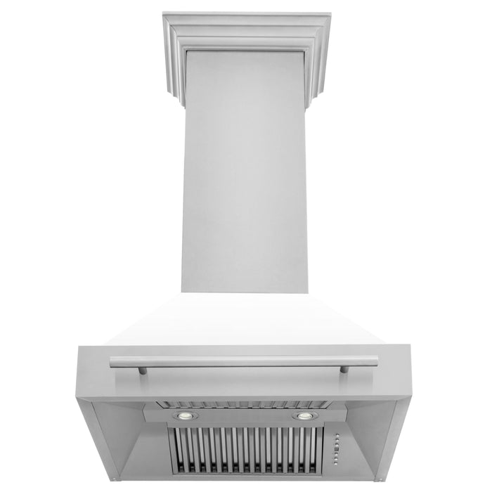 ZLINE 30 In. Stainless Steel Range Hood with White Matte Shell, 8654STX-WM-30