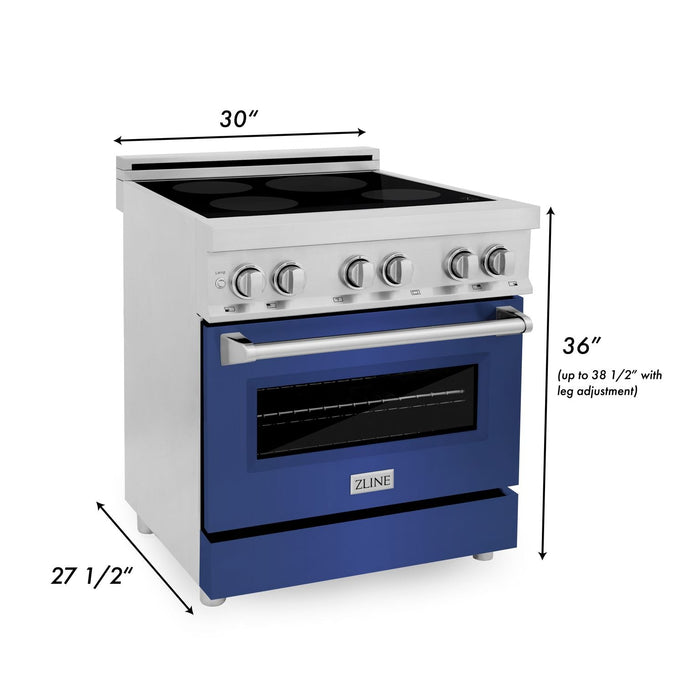 ZLINE 30 Inch 4.0 cu. ft. Induction Range with a 4 Element Stove and Electric Oven in Blue Matte, RAIND-BM-30