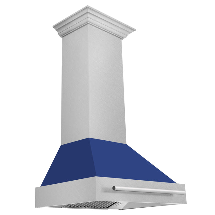 ZLINE 30 Inch DuraSnow® Stainless Steel Range Hood with Blue Matte Shell, 8654SNX-BM-30