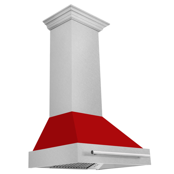 ZLINE 30 Inch DuraSnow® Stainless Steel Range Hood with Red Matte Shell, 8654SNX-RM-30