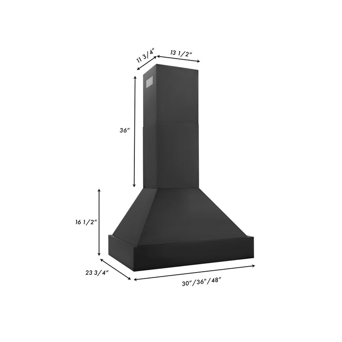 ZLINE 30 in. 400 CFM Black Stainless Steel Wall Mount Range Hood, BS655N-30