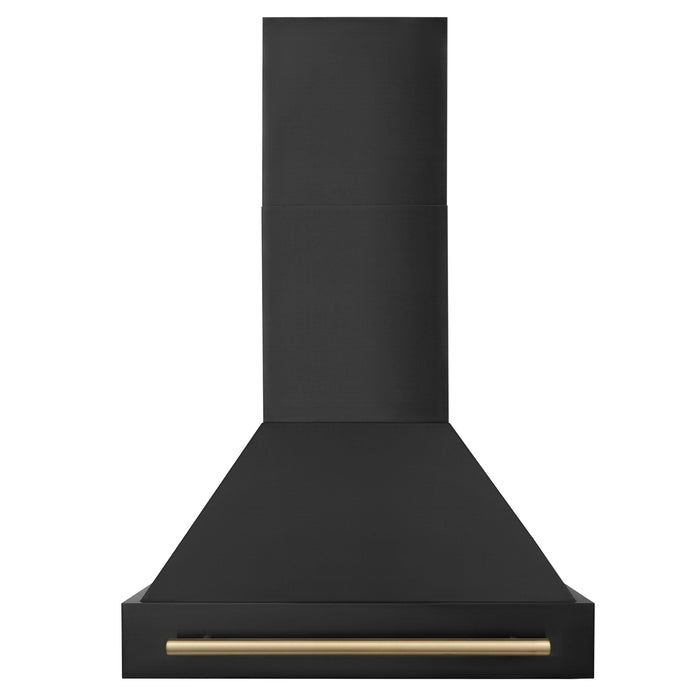 ZLINE 30 in. Autograph Edition in Black Stainless Steel Range Hood with Champagne Bronze Handle, BS655Z-30-CB