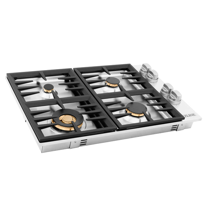 ZLINE 30 in. Dropin Cooktop with 4 Gas Brass Burners, RC-BR-30