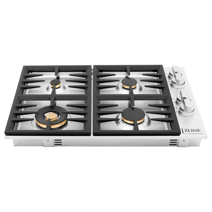 ZLINE 30 in. Dropin Cooktop with 4 Gas Brass Burners, RC-BR-30