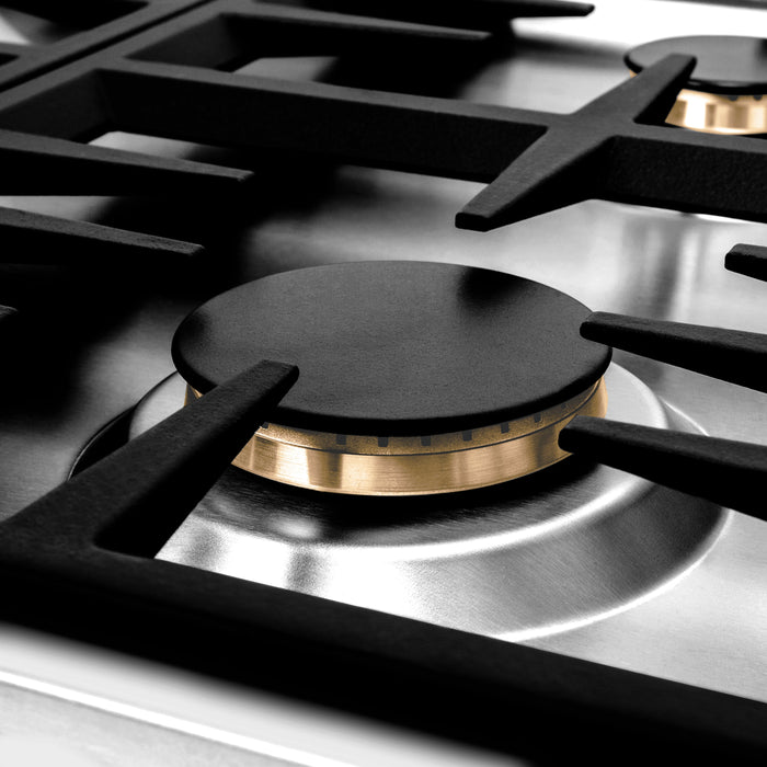 ZLINE 30 in. Dropin Cooktop with 4 Gas Brass Burners, RC-BR-30