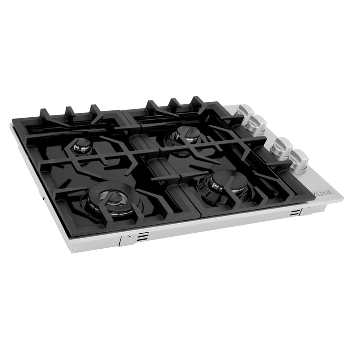 ZLINE 30 in. Dropin Cooktop with 4 Gas Burners and Black Porcelain Top, RC30-PBT