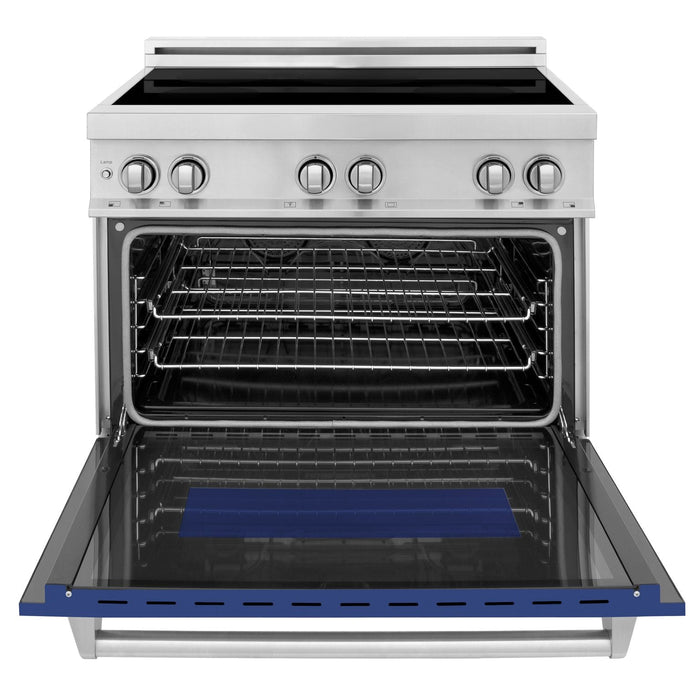 ZLINE 36 Inch 4.6 cu. ft. Induction Range with a 4 Element Stove and Electric Oven in Blue Matte, RAIND-BM-36